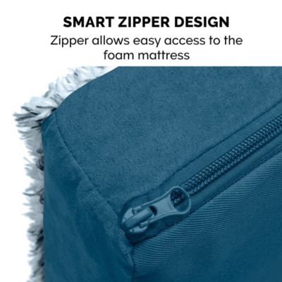 Image showing 8 th FurHaven Two-Tone Faux Fur and Suede Deluxe Cooling Gel Foam Dog Bed