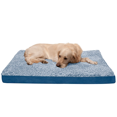 FurHaven Two-Tone Faux Fur and Suede Deluxe Cooling Gel Foam Dog Bed