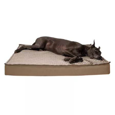 FurHaven Deluxe Indoor/Outdoor Convertible Cooling Gel Foam Dog Bed with Quilted Top Outdoor Dog Beds