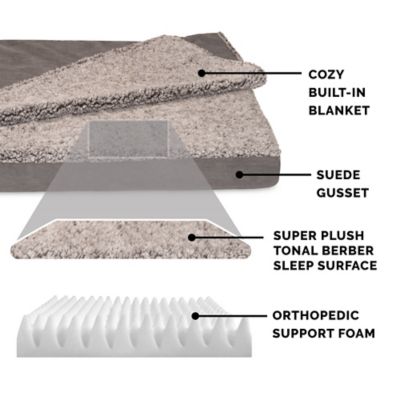 Image showing 2 th FurHaven Berber and Suede Blanket Top Orthopedic Mattress Dog Bed