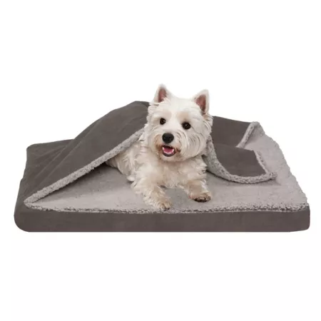 FurHaven Berber and Suede Blanket with Orthopedic Dog Mattress Orthopedic Dog Beds