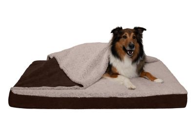 FurHaven Berber and Suede Blanket Top Memory Foam Mattress Dog Bed