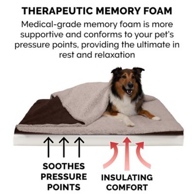Image showing  Berber and Suede Blanket Top Memory Foam Mattress Dog Bed