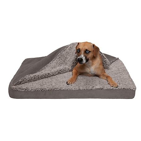 FurHaven Berber and Suede Blanket Top Memory Foam Mattress Dog Bed