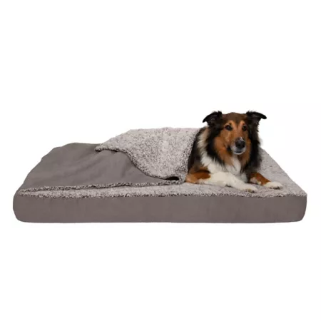 FurHaven Berber and Suede Blanket with Memory Foam Dog Mattress Orthopedic Dog Beds