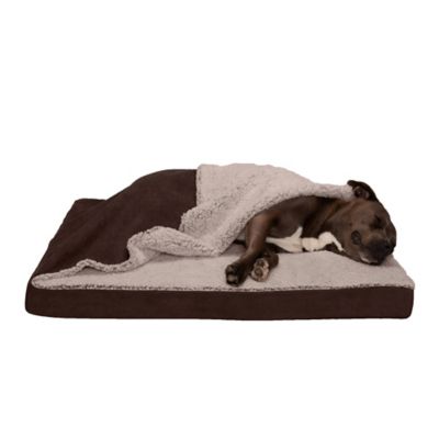 FurHaven Berber and Suede Blanket Top Cooling Gel Mattress Dog Bed