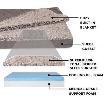 Image showing  Berber and Suede Blanket Top Cooling Gel Mattress Dog Bed