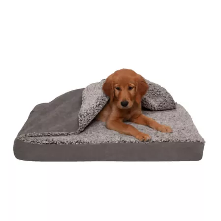 FurHaven Berber and Suede Blanket with Cooling Gel Dog Bed Bolster Dog Beds