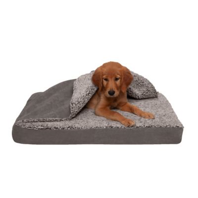 FurHaven Berber and Suede Blanket Top Cooling Gel Mattress Dog Bed