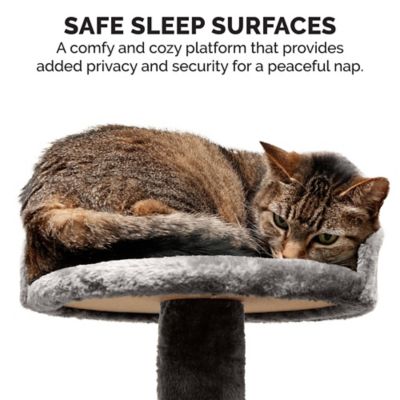 Image showing 7 th FurHaven 49.5 in. Cat Tree with Cat-IQ Busy Box, Gray