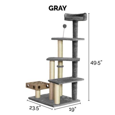 Image showing 8 th FurHaven 49.5 in. Cat Tree with Cat-IQ Busy Box, Gray
