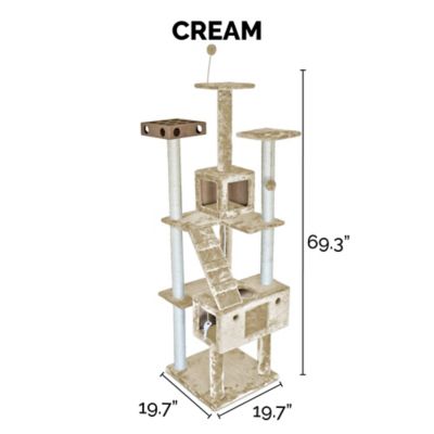 Image showing 6 th FurHaven 69.3 in. Tiger Tough Double Decker Cat Tree Playground, Cream
