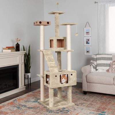 Image showing 7 th FurHaven 69.3 in. Tiger Tough Double Decker Cat Tree Playground, Cream