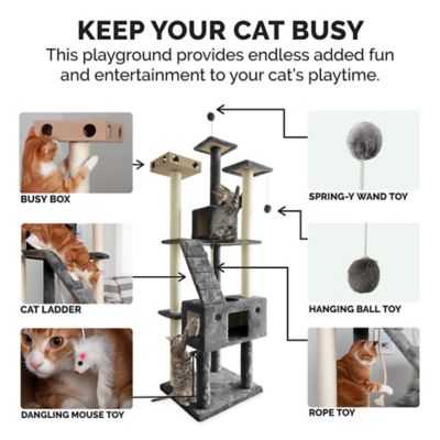 Image showing  69.3 in. Tiger Tough Double Decker Cat Tree Playground, Gray