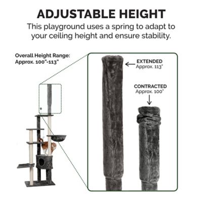 Image showing  100 - 113 in. Adjustable Height Tiger Tough Skyscraper Cat Tree Playground, Gray