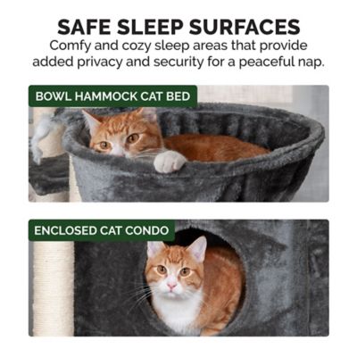 Image showing 6 th FurHaven 100 - 113 in. Adjustable Height Tiger Tough Skyscraper Cat Tree Playground, Gray