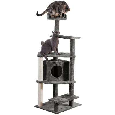 FurHaven Tiger Tough Platform House Playground - Gray, 59.8 in.