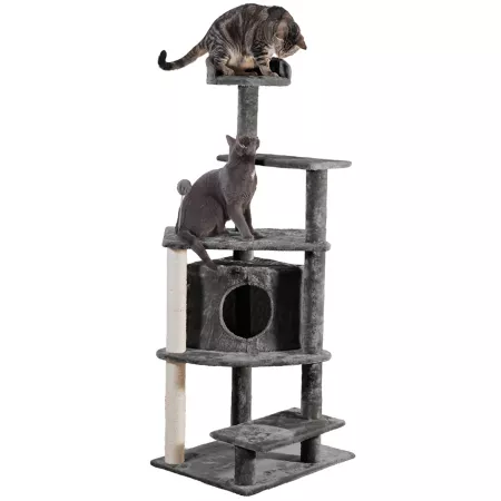 FurHaven Tiger Tough Platform House Playground Gray 59.8-in Cat Trees & Condos