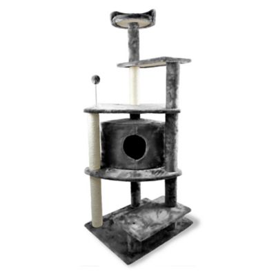 Image showing  59.8 in. Tiger Tough Cat Tree Playground, Gray