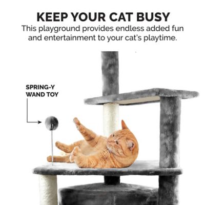 Image showing  59.8 in. Tiger Tough Cat Tree Playground, Gray