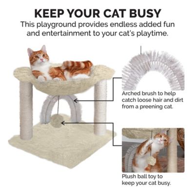 Image showing 7 th FurHaven 17.32 in Tiger Tough Plush Cat Hammock, Cream