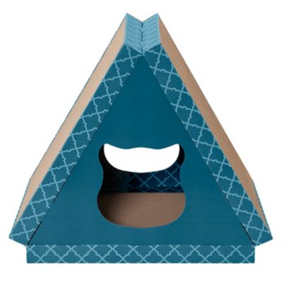 Image showing  Tiger Tent Corrugated Cat Scratcher House with Catnip, Seaglass