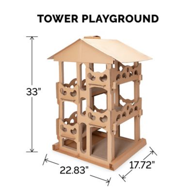 Image showing 2 th FurHaven Tower Playground Corrugated Cat Scratcher with Catnip
