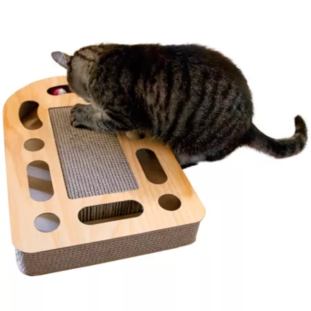 FurHaven Archway Busy Box Corrugated Scratcher with Catnip and 2 Ring Balls Toy Scratchers