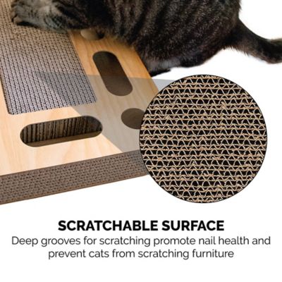 Image showing 5 th FurHaven Archway Busy Box Corrugated Scratcher with Catnip and 2 Ring Balls