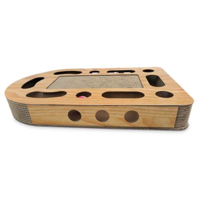 Image showing 7 th FurHaven Archway Busy Box Corrugated Scratcher with Catnip and 2 Ring Balls