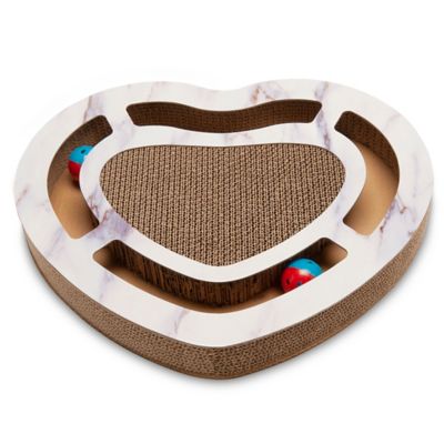 Image showing  Heart-Shaped Corrugated Cat Scratcher with Catnip and 2 Ring Balls, 17.72 in.