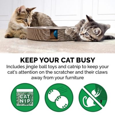 Image showing  Heart-Shaped Corrugated Cat Scratcher with Catnip and 2 Ring Balls, 17.72 in.