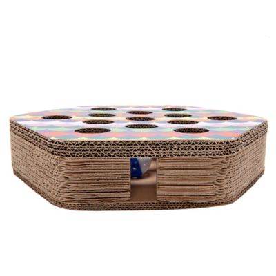 Image showing 8 th FurHaven Tiger Tough Corrugated Hexagonal Busy Box Cat Scratcher