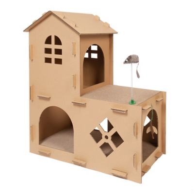 FurHaven Corrugated House Cat Scratcher with Catnip, Farmhouse