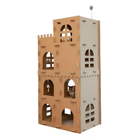 FurHaven Tiger Tough Castle Playground Deluxe Corrugated Cat Scratching House 55.75 in. Cat Scratchers