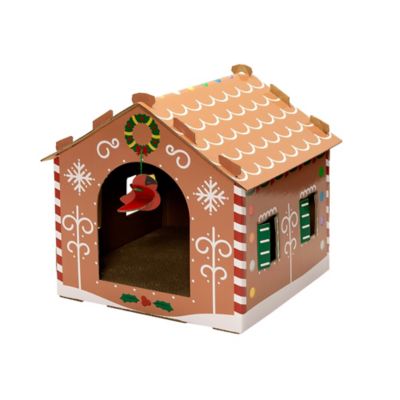 Image showing  Gingerbread House Decorated Cat Scratcher with Bonus Busy Box, 15 in.