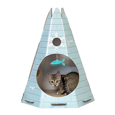 FurHaven Tundra Tent Decorated Cat Scratcher House, 25.75 in.