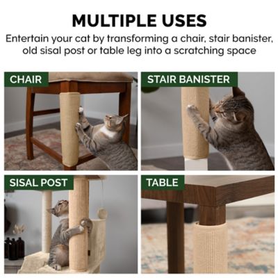 Image showing  Small Tiger Tough Carpet Cat Scratch Post Cover, 12 in., Cream