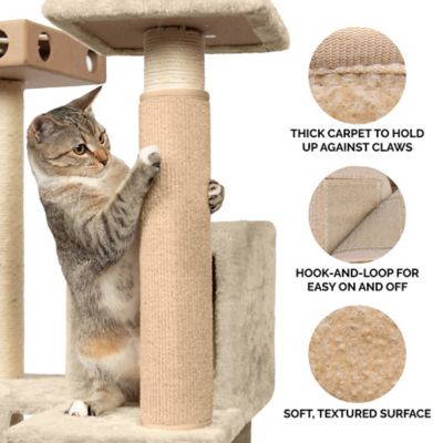 Image showing  Medium Tiger Tough Carpet Cat Scratch Post Cover, 13.75 in., Cream