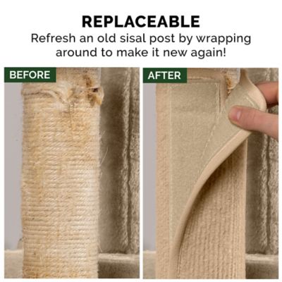 Image showing  XL Tiger Tough Carpet Cat Scratch Mat Post Cover, 17.75 in., Cream