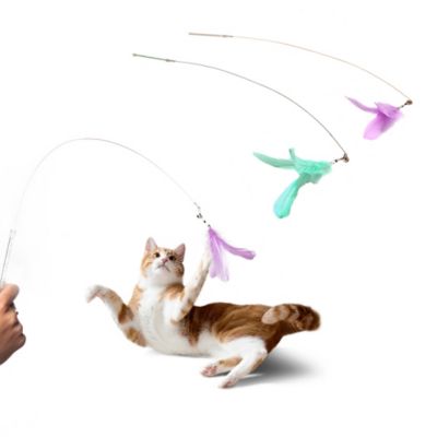FurHaven Tiger Tough Dizzy Feather Wand Cat Toy, Lavender