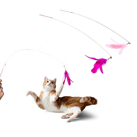 FurHaven Tiger Tough Dizzy Feather Wand Cat Toy - Pink