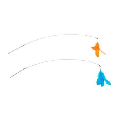 Image showing  Tiger Tough Dizzy Feather Wand Cat Toy, Bright Blue/Orange