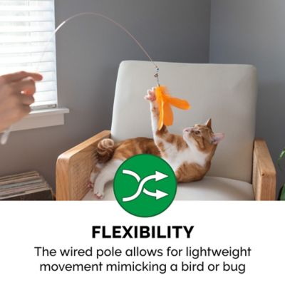 Image showing  Tiger Tough Dizzy Feather Wand Cat Toy, Bright Blue/Orange