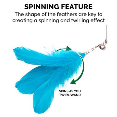 Image showing  Tiger Tough Dizzy Feather Wand Cat Toy, Bright Blue/Orange