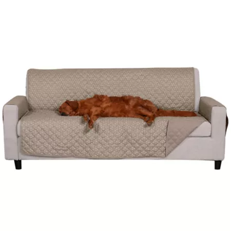 FurHaven Reversible Water Resistant Furniture Protector Cover with Polka Paw Print - Biscuit Brown Sofa Furniture Covers & Protectors