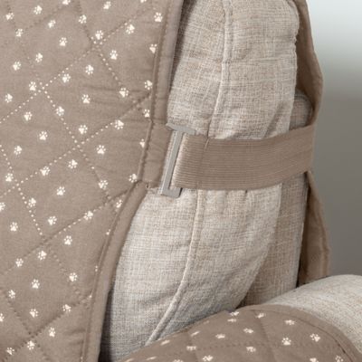 Image showing 6 th FurHaven Water-Resistant Reversible Polka Paw Print Furniture Protector Cover, Biscuit Brown, Sofa