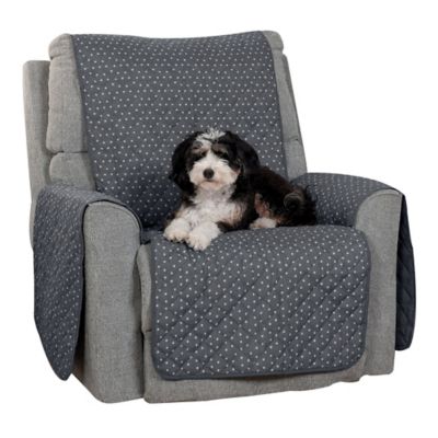 FurHaven Water-Resistant Reversible Polka Paw Print Furniture Protector Cover, Recliner, Gray