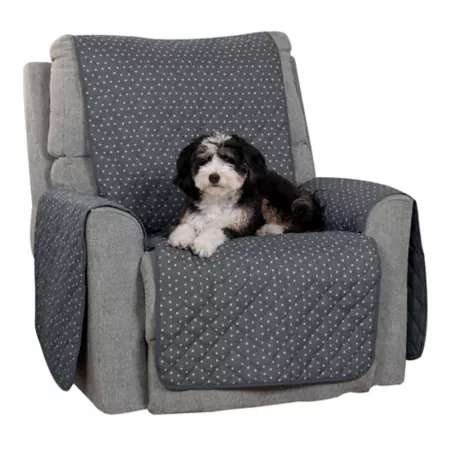 FurHaven Reversible Water Resistant Furniture Protector Cover with Polka Paw Print Recliner Chair Gray Furniture Covers & Protectors