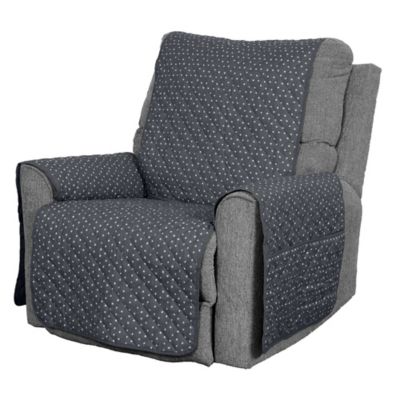 Image showing  Water-Resistant Reversible Polka Paw Print Furniture Protector Cover, Recliner, Gray